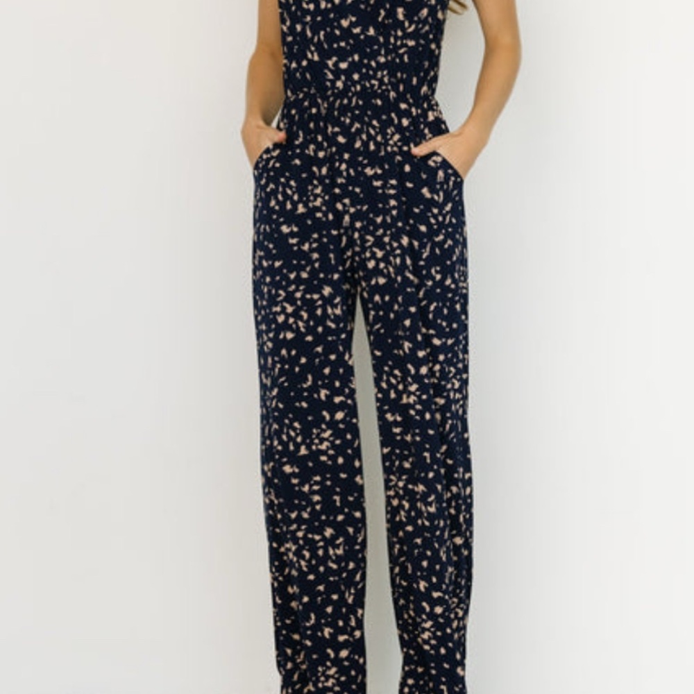 Navy Blue Patterned Jumpsuit- Baltic Born